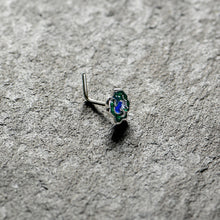 Load image into Gallery viewer, 20G 7mm Spring Flower Green Blue L Shape Nose Ring