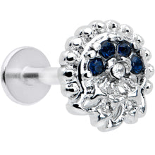 Load image into Gallery viewer, 16G 5/16 Blue Clear Gem Abstract Arch Labret Monroe Tragus