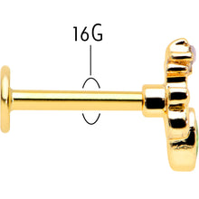 Load image into Gallery viewer, 16G 5/16 Green Gem Gold Tone Shades of Spring Labret Monroe Tragus