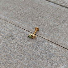 Load image into Gallery viewer, 16G 5/16 Green Gem Gold Tone Shades of Spring Labret Monroe Tragus