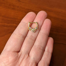 Load image into Gallery viewer, 16G 5/16 Clear Aurora Gem Gold Tone Trio Heart Cartilage Clicker