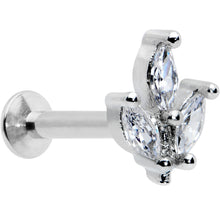 Load image into Gallery viewer, 16G 5/16 Clear CZ Gem Threadless Leaves Labret Monroe Tragus