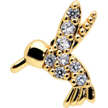 Load image into Gallery viewer, 16G 1/4 Clear CZ Gem Gold Tone Interal Thread Hummingbird Labret