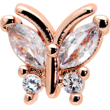 Load image into Gallery viewer, 16G 1/4 Clear CZ Gem Rosy Hue Internal Thread Butterfly Labret