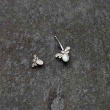 Load image into Gallery viewer, White Faux Opal Clear Gem Double Butterfly Double Mount Belly Ring