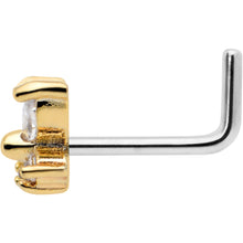Load image into Gallery viewer, 20G 1/4 Clear CZ Gem Butterfly Golden Beauty L Shape Nose Ring