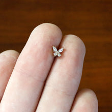 Load image into Gallery viewer, 20G 1/4 Clear CZ Gem Butterfly Golden Beauty L Shape Nose Ring