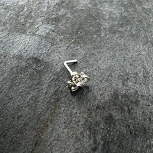 Load image into Gallery viewer, 20G 1/4 Clear CZ Gem Triple Heart Triquetra L Shape Nose Ring