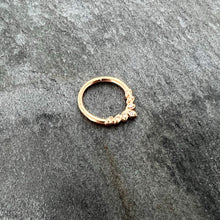 Load image into Gallery viewer, 16G 3/8 Aurora CZ Gem Rose Gold Hue Seven Leaf Hinged Segment Ring