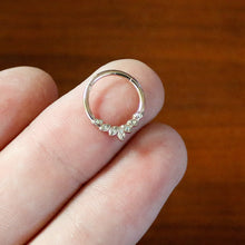 Load image into Gallery viewer, 16G 3/8 Aurora CZ Gem Rose Gold Hue Seven Leaf Hinged Segment Ring