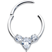 Load image into Gallery viewer, 16G 3/8 Clear CZ Gem Triple Elegance Hinged Segment Ring