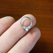 Load image into Gallery viewer, 16G 3/8 Clear CZ Gem Triple Elegance Hinged Segment Ring