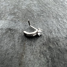 Load image into Gallery viewer, 20G 1/4 Clear Gem Texture Glam Faux Hoop L Shape Nose Ring