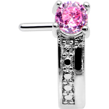 Load image into Gallery viewer, 20G 1/4 Pink Gem Texture Glam Faux Hoop L Shape Nose Ring