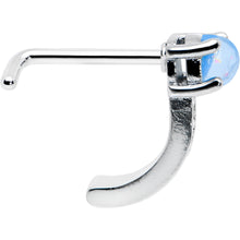 Load image into Gallery viewer, 20G 1/4 Blue Faux Opal Texture Glam Faux Hoop L Shape Nose Ring