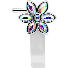 Load image into Gallery viewer, 20G 1/4 Aurora Gem Fancy Flower Faux Hoop L Shape Nose Ring