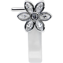Load image into Gallery viewer, 20G 1/4 Clear Gem Fancy Flower Faux Hoop L Shape Nose Ring