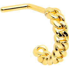 Load image into Gallery viewer, 20G 1/4 Gold Tone Loving Links Faux Hoop L Shaped Nose Ring