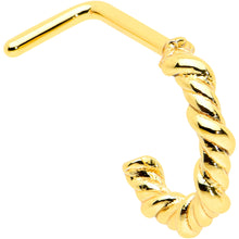 Load image into Gallery viewer, 20G 1/4 Gold Tone Wicked Wire Faux Hoop L Shape Nose Ring