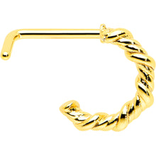 Load image into Gallery viewer, 20G 1/4 Gold Tone Wicked Wire Faux Hoop L Shape Nose Ring