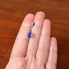 Load image into Gallery viewer, Two Tone Blue Pink Stripe Acrylic Ball Belly Ring
