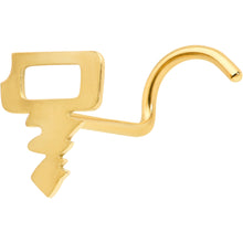 Load image into Gallery viewer, 20G 7mm Gold Tone Stylish Key Left Side Nose Screw