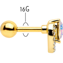 Load image into Gallery viewer, 16G 1/4 Aurora Gem Gold Tone Rococo Heart Cartilage Tragus Earring