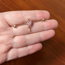 Load image into Gallery viewer, 14G Pink Gem Rosy Tone Fashion Flamingo Industrial Barbell 38mm