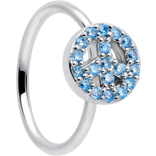 Load image into Gallery viewer, 20G 5/16 Blue Gem Retro Peace Sign Seamless Nose Hoop