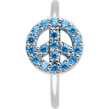 Load image into Gallery viewer, 20G 5/16 Blue Gem Retro Peace Sign Seamless Nose Hoop