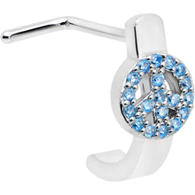 Load image into Gallery viewer, 20G 5/16 Blue Gem Retro Peace Sign Faux Hoop L Shape Nose Ring
