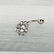 Load image into Gallery viewer, Clear Gem Whimsy Flower Belly Ring