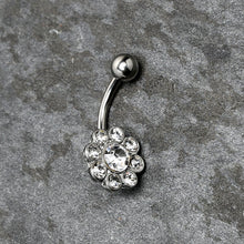 Load image into Gallery viewer, Clear Gem Whimsy Flower Belly Ring