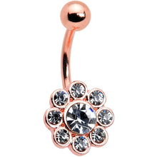 Load image into Gallery viewer, Clear Gem Rose Gold Tone Whimsy Flower Belly Ring