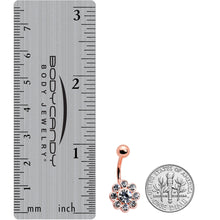 Load image into Gallery viewer, Clear Gem Rose Gold Tone Whimsy Flower Belly Ring