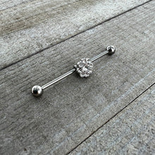 Load image into Gallery viewer, 14G Clear Gem Whimsy Flower Industrial Barbell 38mm