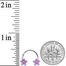 Load image into Gallery viewer, 16G 3/8 Purple Ball Flowers Horseshoe Circular Barbell Set of 4