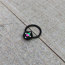 Load image into Gallery viewer, 16G 3/8 Purple Tourmaline Black Lacy Drop Hinged Segment Ring