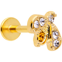 Load image into Gallery viewer, 16G 1/4 White Yellow Gem Gold Tone Fashion Winged Bug Labret