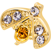 Load image into Gallery viewer, 16G 1/4 White Yellow Gem Gold Tone Fashion Winged Bug Labret