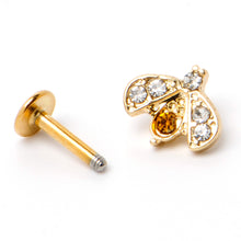 Load image into Gallery viewer, 16G 1/4 White Yellow Gem Gold Tone Fashion Winged Bug Labret