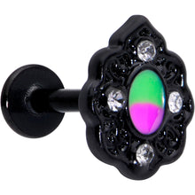 Load image into Gallery viewer, 16G 1/4 CZ Faux Tourmaline Black Lacy Drop Labret