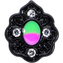 Load image into Gallery viewer, 16G 1/4 CZ Faux Tourmaline Black Lacy Drop Labret