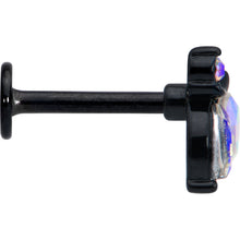 Load image into Gallery viewer, 16G 5/16 Aurora CZ Gem Black Fleur de Lis Butterfly Labret Monroe Tragus