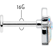 Load image into Gallery viewer, 16G 5/16 Aurora CZ Gem Fleur de Lis Butterfly Labret Monroe Tragus