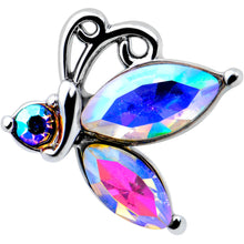 Load image into Gallery viewer, 16G 1/4 Aurora CZ Gem Fleur de Lis Butterfly Cartilage Tragus Earring