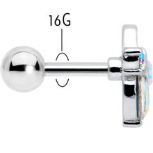 Load image into Gallery viewer, 16G 1/4 Aurora CZ Gem Fleur de Lis Butterfly Cartilage Tragus Earring