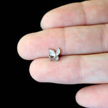 Load image into Gallery viewer, 16G 1/4 Aurora CZ Gem Fleur de Lis Butterfly Cartilage Tragus Earring