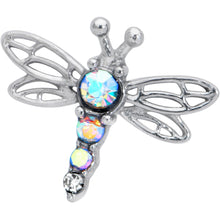 Load image into Gallery viewer, Aurora Gem Ornate Dragonfly Barbell Tongue Ring