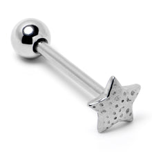 Load image into Gallery viewer, 316L Surgical Steel Texture Star Barbell Tongue Ring